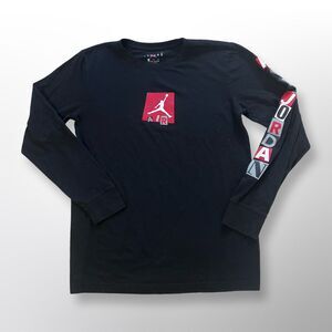 Jordan Air Long-Sleeve Graphic T-Shirt Black XL Teens Crew Neck